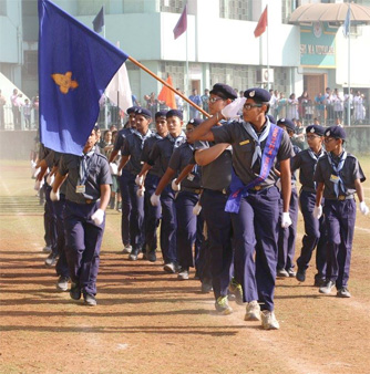 Republic Day parade marching across the school ground
